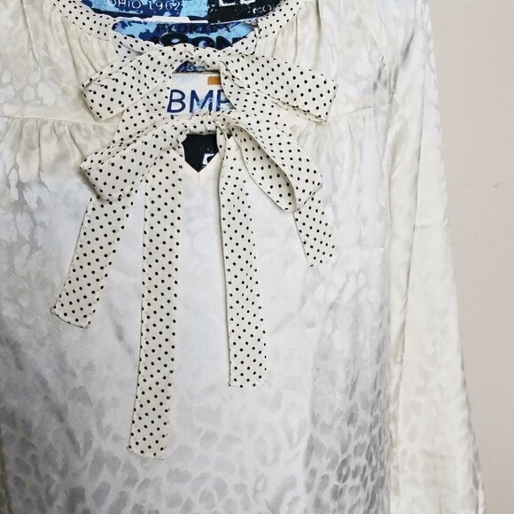 REBECCA TAYLOR Silk Double Front Tie Top Leopard Print Polka Dot Blouse Sz 2 NEW - Picture 3 of 11